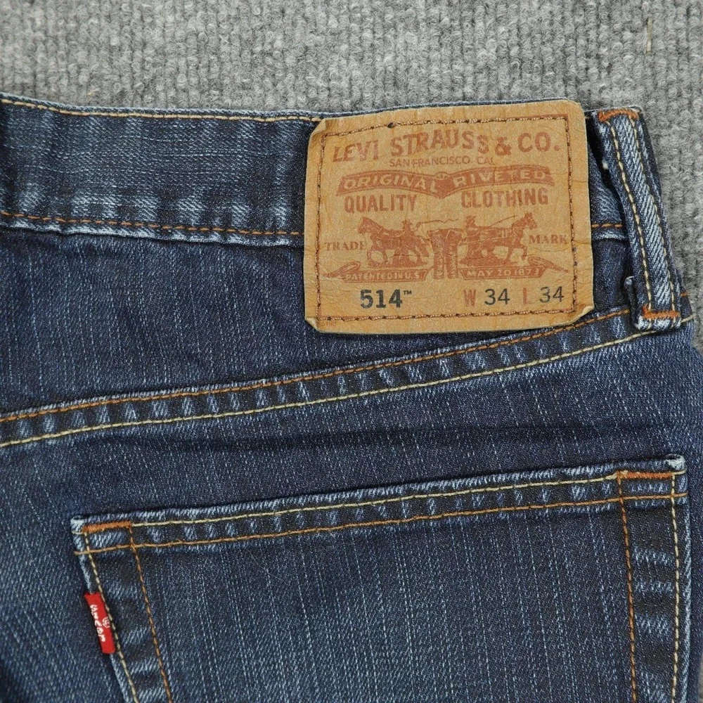 Levis 514 Jeans Men‎ 34x34 Blue Regular Straight Dark Wash